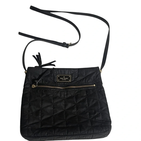 Kate Spade New York 10" x 10" Nylon Flat Crossbody Bag Purse in Black RARE - Picture 1 of 16